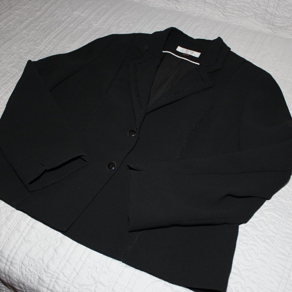 Tahari Womens Black Suit Blazer Jacket with Inset Detail Size 18 - Picture 4 of 10